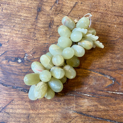 French Vintage Alabaster Grape Cluster – Pale Green Stone – 19 cm