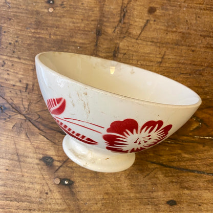 Vintage French Digoin Café au Lait Bowl – Red Floral