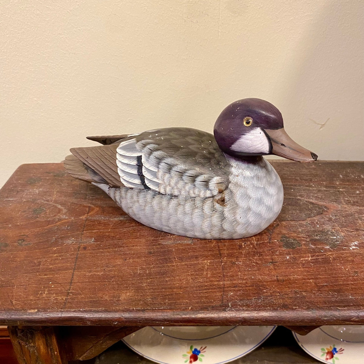 Vintage Painted Wooden Duck