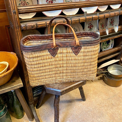 French Market Basket with Leather Handles