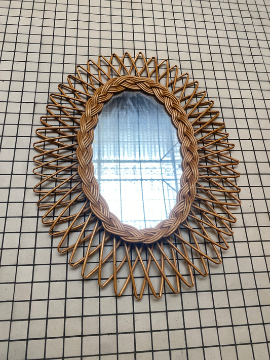 Vintage Rattan Sunburst Mirror