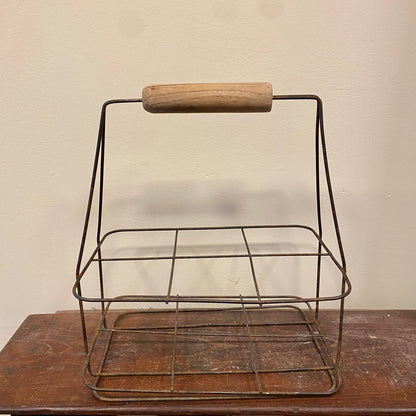 Vintage Metal Wire Basket with Wooden Handle