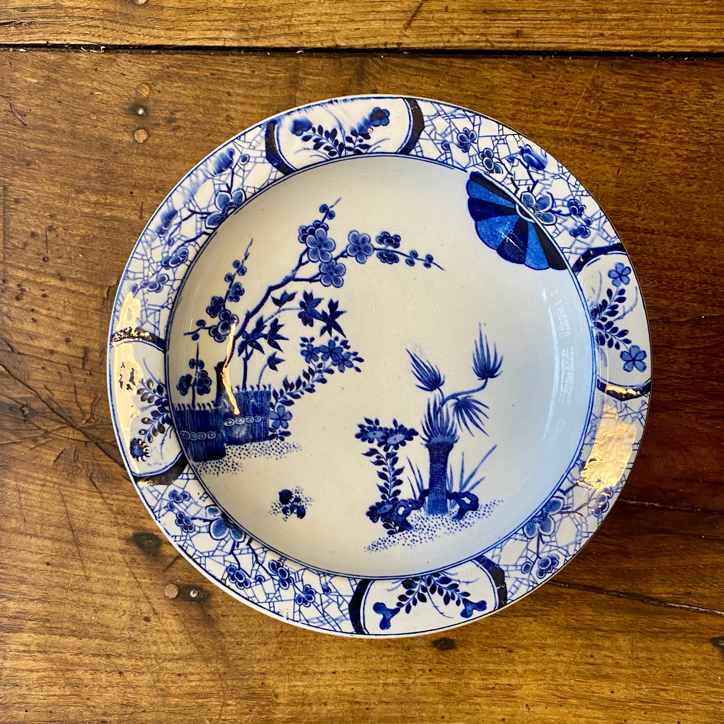 Vintage Creil et Montereau Fat på Fot – Japon Blå