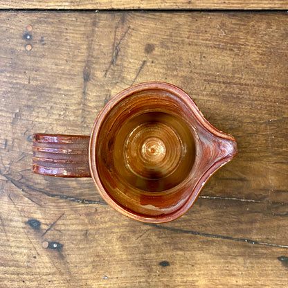 Vintage French Glazed Terracotta Pitcher – 17 cm