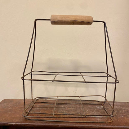 Vintage Metal Wire Basket with Wooden Handle