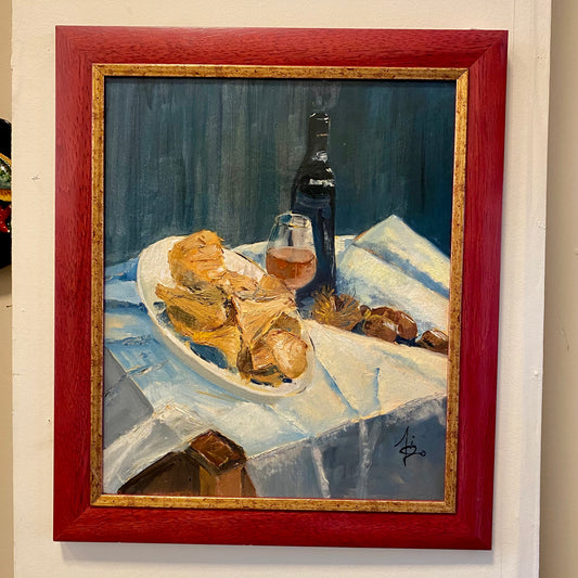 Vintage Framed Still Life Painting – 55 × 47 cm