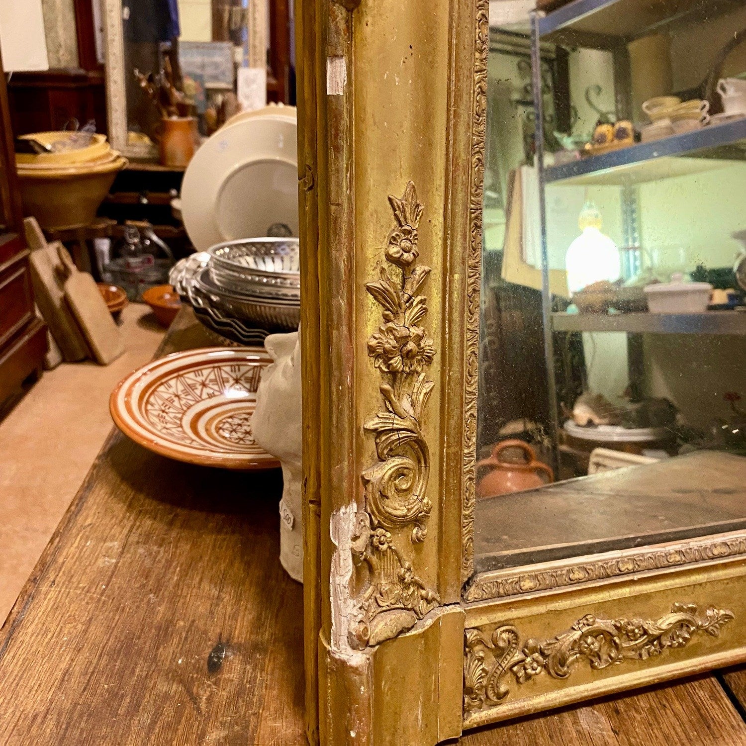 Pattern: French Antique Gilded Mirror – Ornate Louis-Philippe Style – Curiosité Göteborg | Fransk vintageinredning från Curiosité