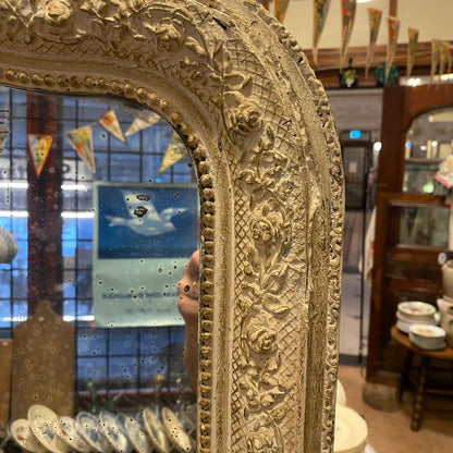 Pattern: French Antique Mirror – Louis-Philippe Style with Soft Grey Patina – Curiosité Göteborg | Fransk vintageinredning från Curiosité