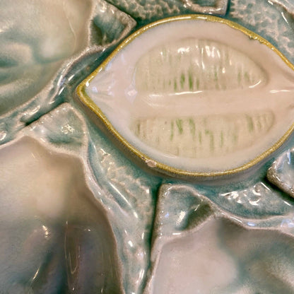 Pattern: French Glazed Ceramic Oyster Plate – Green & Turquoise – Curiosité Göteborg | Fransk vintageinredning från Curiosité
