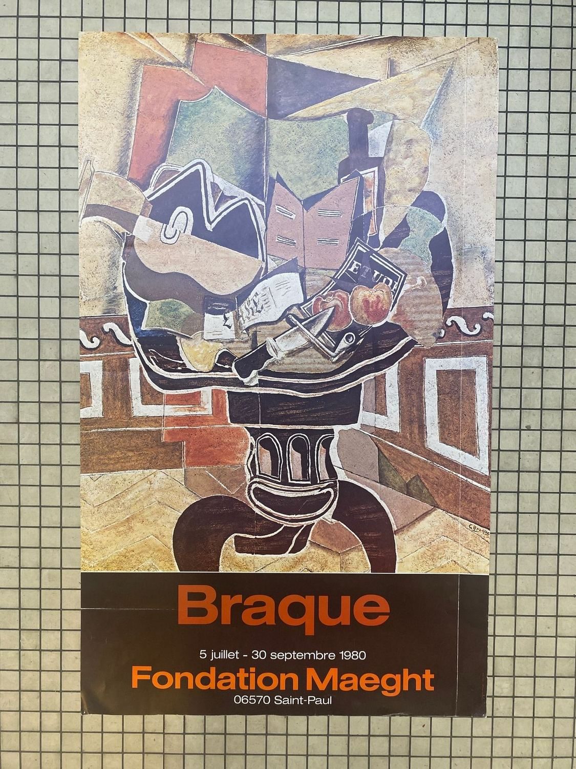 Pattern: Georges Braque exhibition poster, Fondation Maeght 1980 – Curiosité Göteborg | Fransk vintageinredning från Curiosité