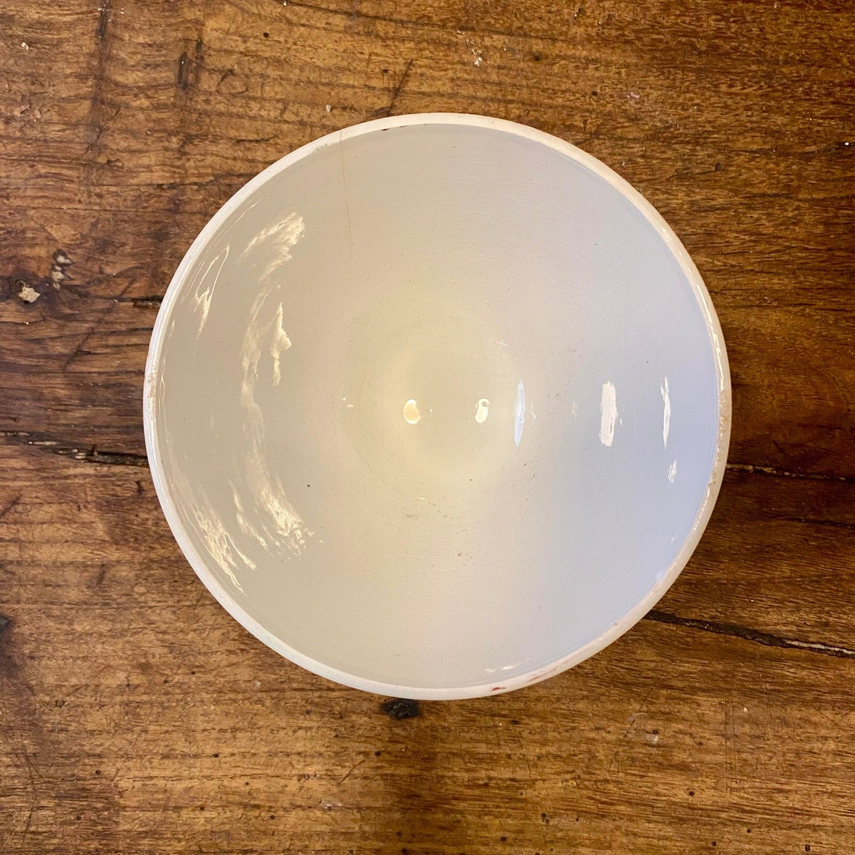 Inside of a vintage French St Amand café au lait bowl