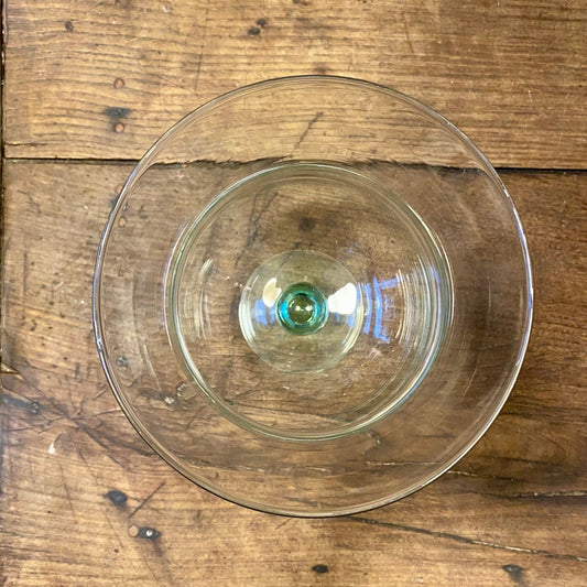 Vintage French glass vase seen from above, looking down to the base