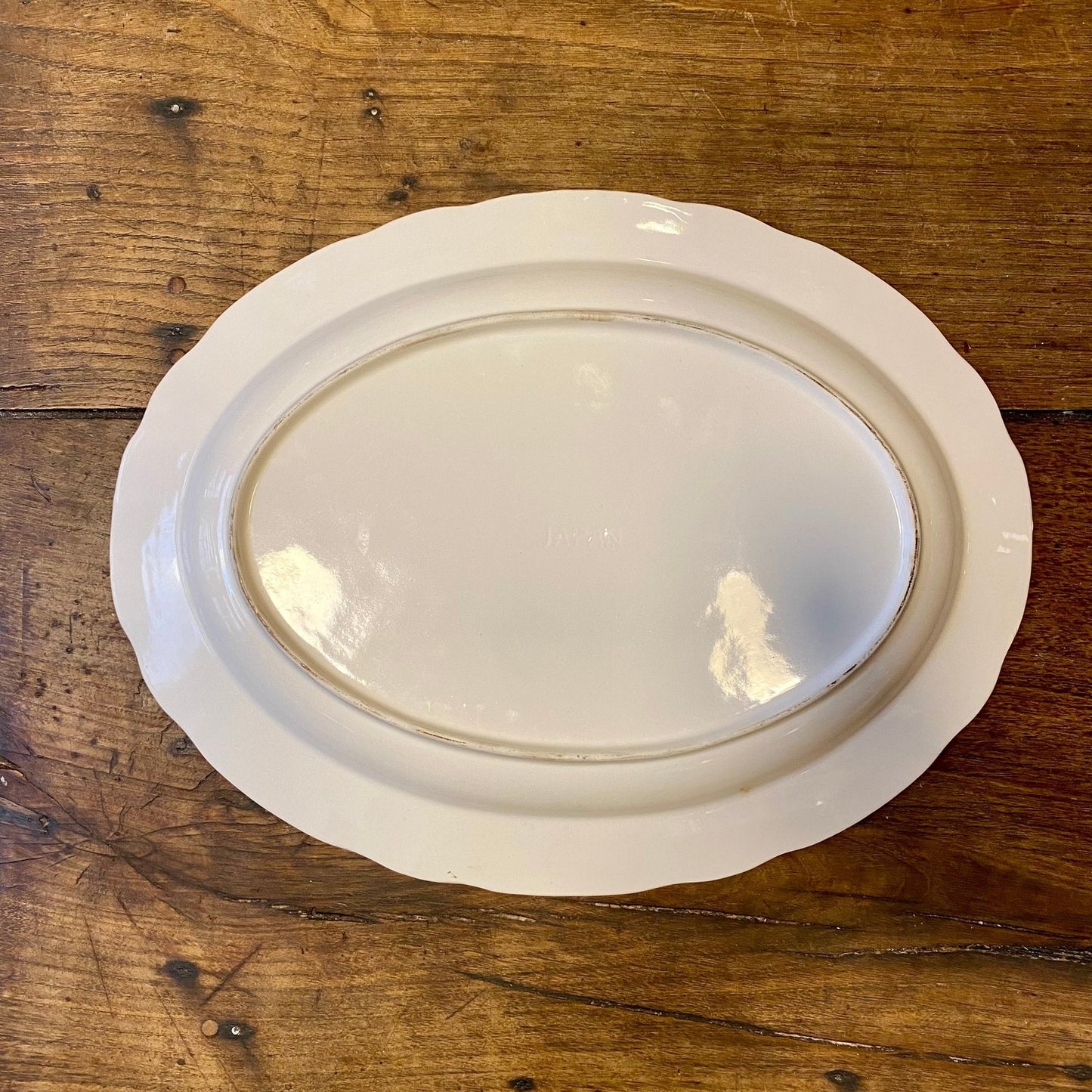 Large Oval Serving Platter with Bird Motif — Made in Japan