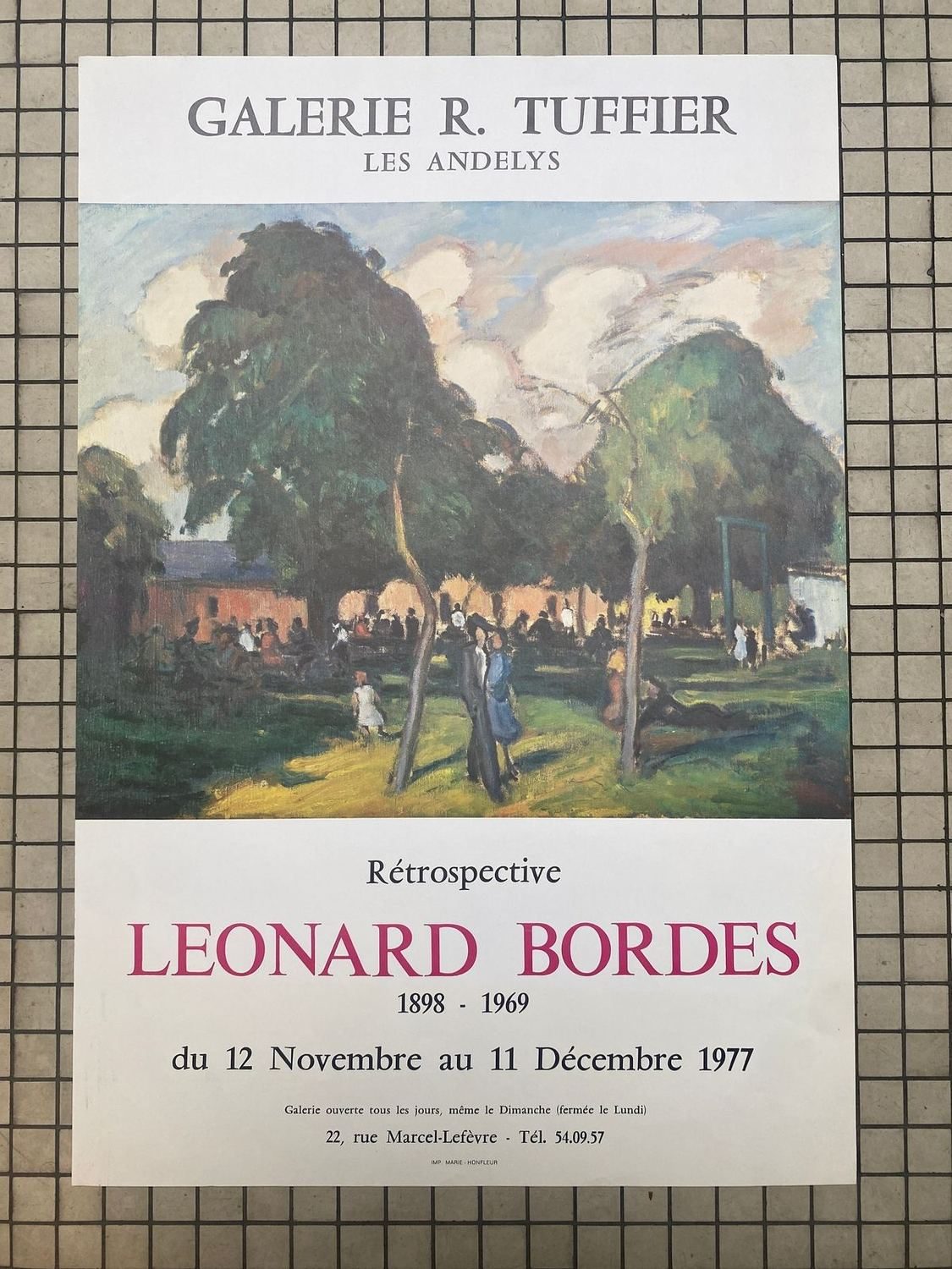 Pattern: Léonard Bordes exhibition poster, Galerie R. Tuffier 1977 – Curiosité Göteborg | Fransk vintageinredning från Curiosité