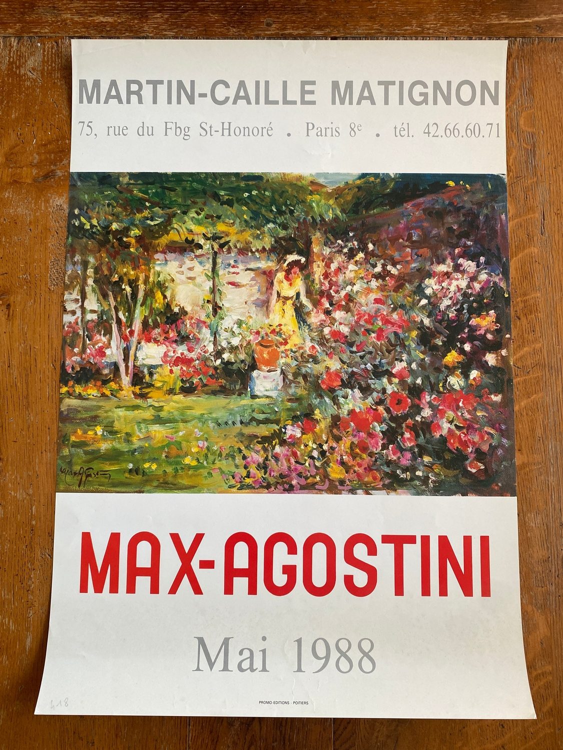 Pattern: Max Agostini exhibition poster, Paris 1988 – Curiosité Göteborg | Fransk vintageinredning från Curiosité
