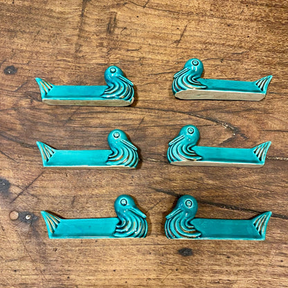Pattern: Set of 6 Vintage French Turquoise Knife Rests – Duck Design – Curiosité Göteborg | Fransk vintageinredning från Curiosité
