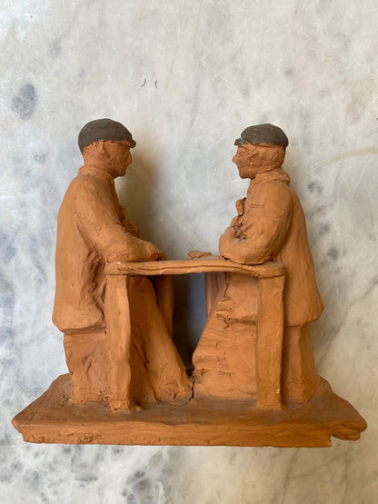 Pattern: Terracotta Sculpture-Card players – Curiosité Göteborg | Fransk vintageinredning från Curiosité