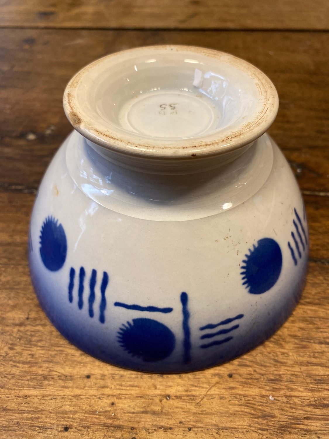 Pattern: Vintage Café au Lait Bowl – Blue Sponge Pattern – Curiosité Göteborg | Fransk vintageinredning från Curiosité