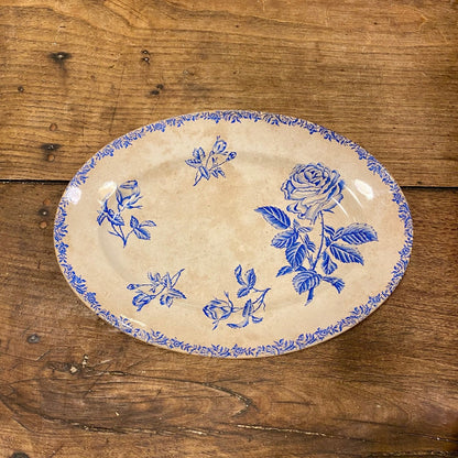 Vintage French Oval Platter – Blue Transferware