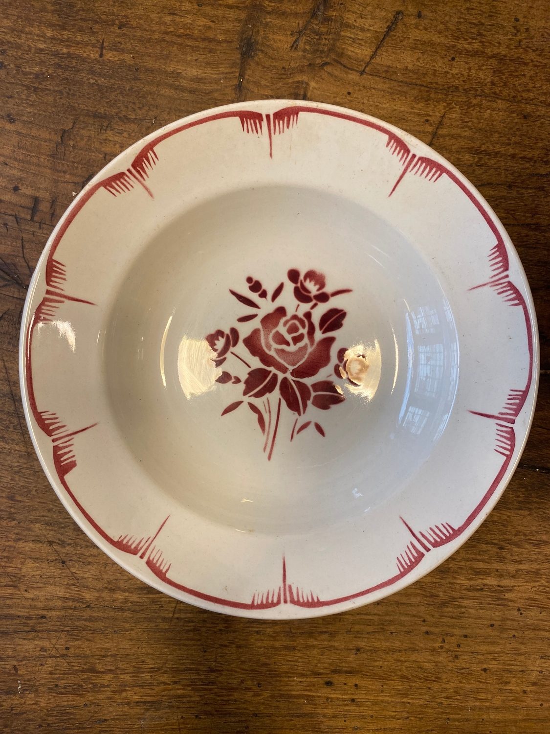 Pattern: Vintage French Red Rose Soup Bowl – Curiosité Göteborg | Fransk vintageinredning från Curiosité