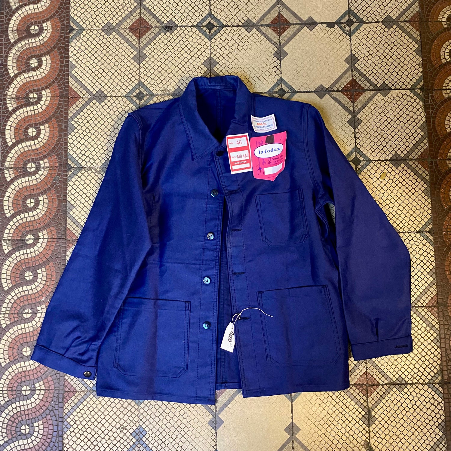 Pattern: Vintage French Work Jacket “Bleu de Travail” – Lafodex, Villefranche – Curiosité Göteborg | Fransk vintageinredning från Curiosité