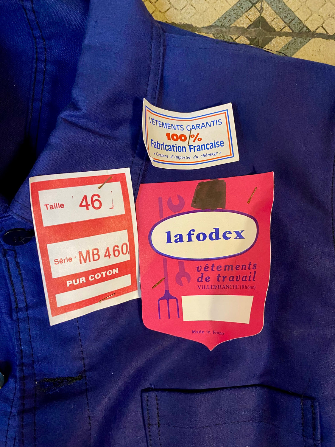 Pattern: Vintage French Work Jacket “Bleu de Travail” – Lafodex, Villefranche – Curiosité Göteborg | Fransk vintageinredning från Curiosité